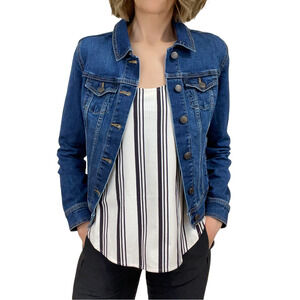 Old Navy Trucker Jean Jacket Sz XS Blue Stretch Denim Slightly Cropped Coat